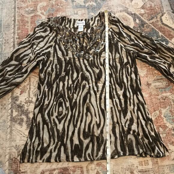 Chico’s silk blend blouse 0 small - Picture 3 of 6